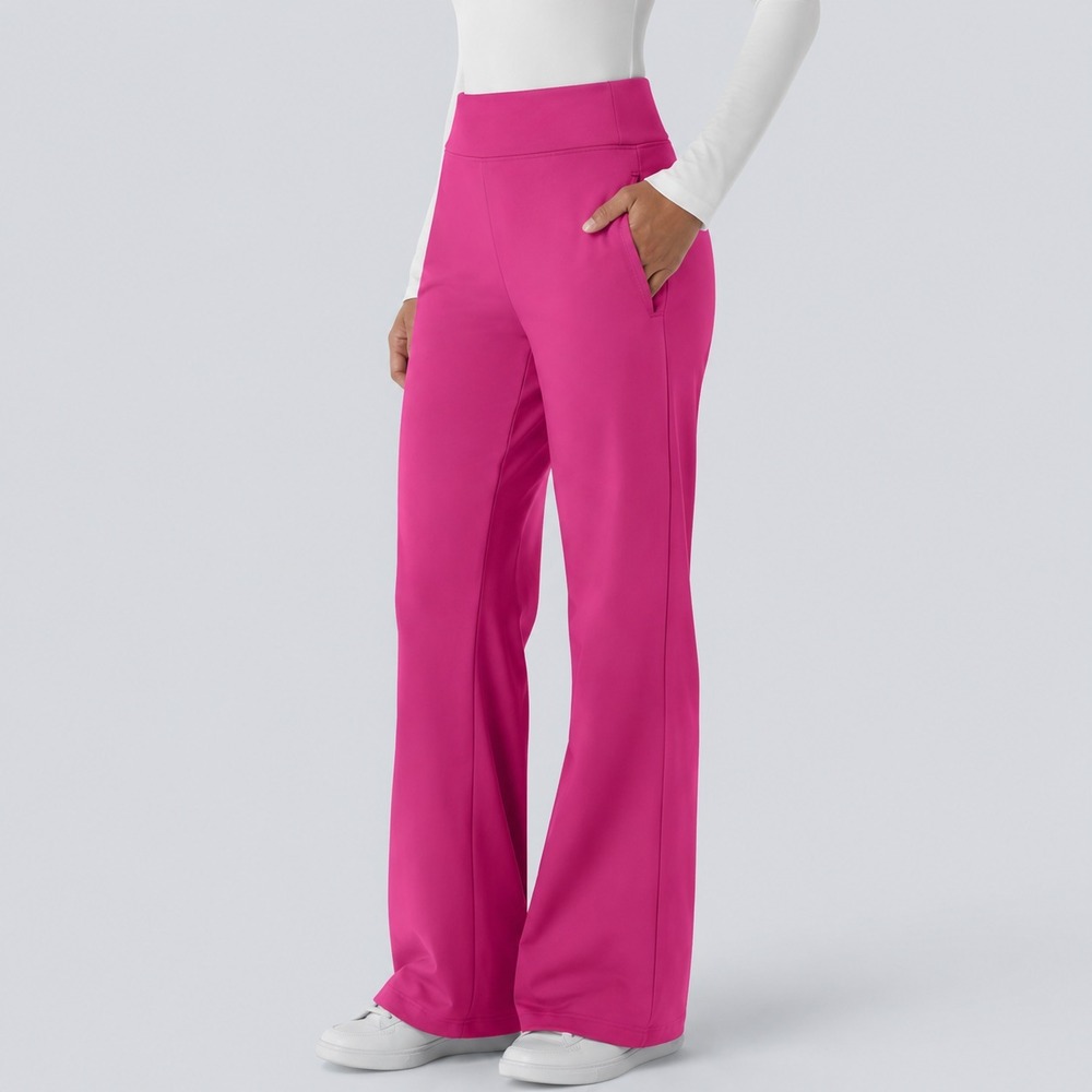 Halara Flex™ Wide Leg Work Pants Womens Medium Pink High Rise Stretch Casual NWT